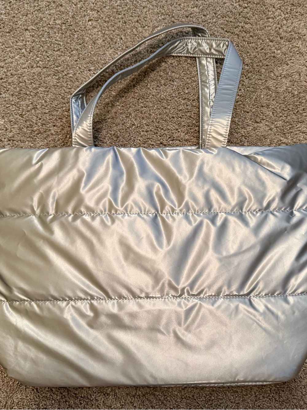 NWOT GAP Silver Metallic Puffer Tote